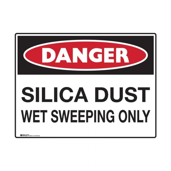 Danger Sign - Silica Dust Wet Sweeping Only - 450 x 300mm, POLY