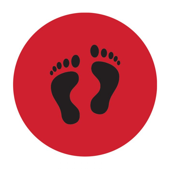 Floor Marking Sign – Footprints, Black/Red, 300mm