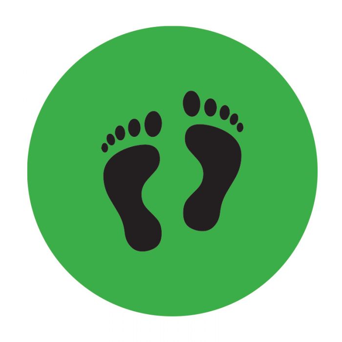 Floor Marking Sign – Footprints, Black/Green, 300mm