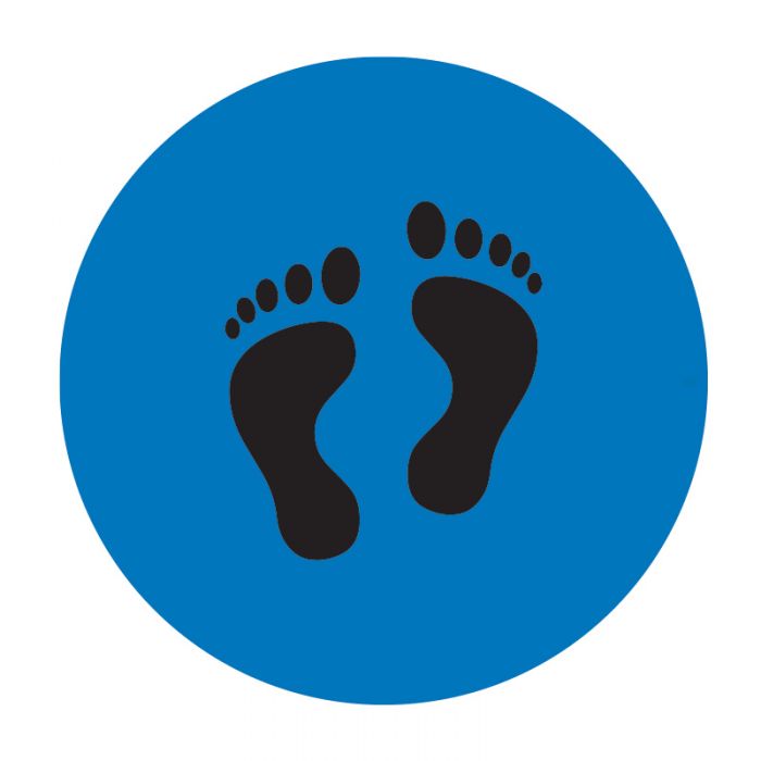 Floor Marking Sign – Footprints, Black/Blue, 300mm