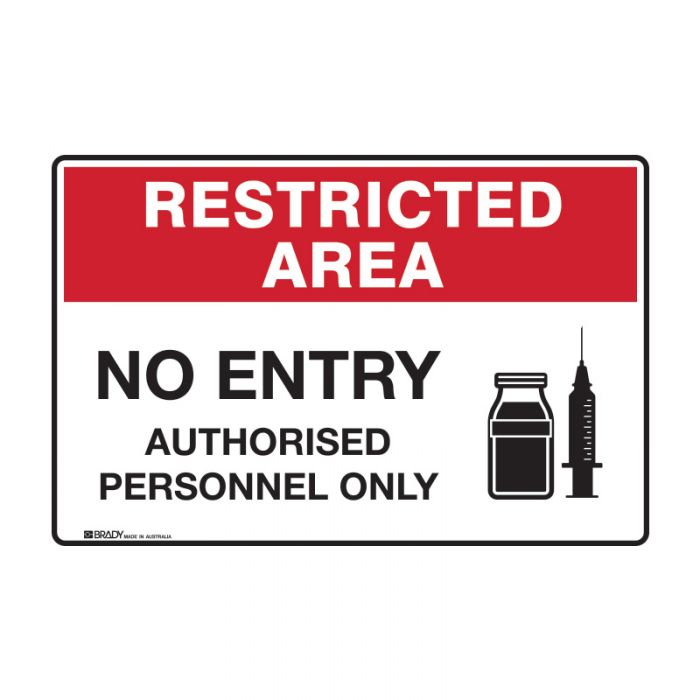 Restricted Area Sign - No Entry, Authorised Personnel Only, 450 x 300mm FLU