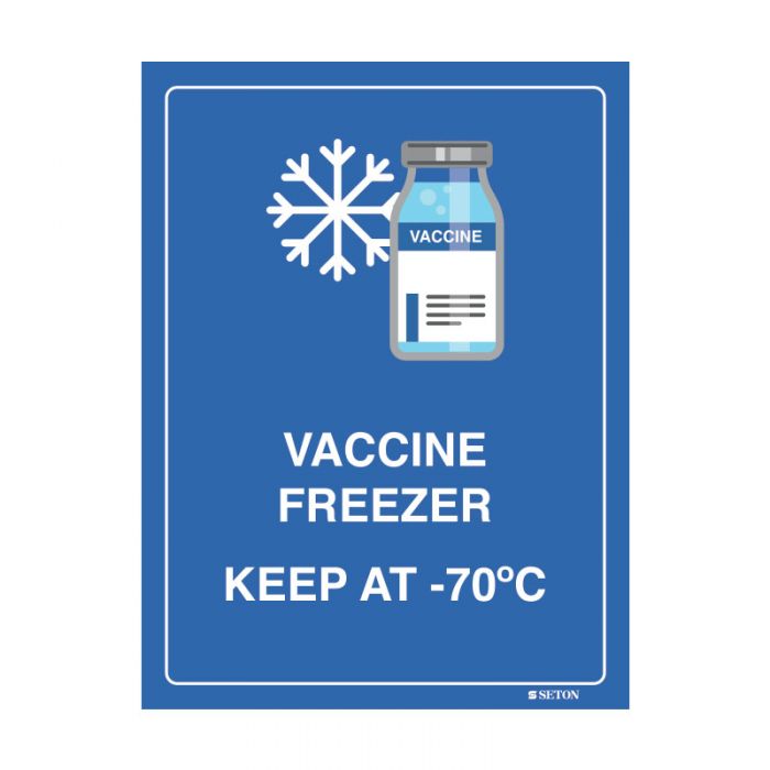 Vaccine Freezer Sign - Keep at -70C, 250 x 180mm SS