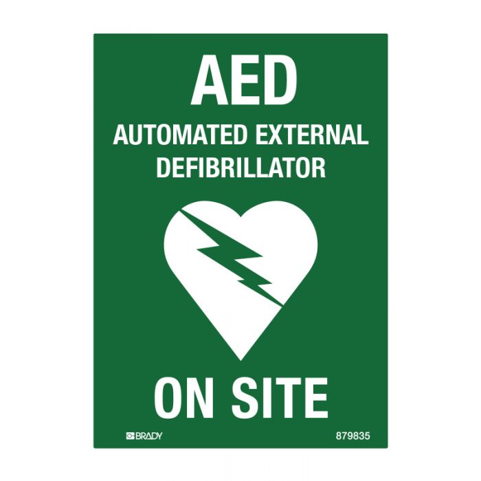 AED Defibrillator Labels - AED on Site, 90 x 125mm, Pack of 5