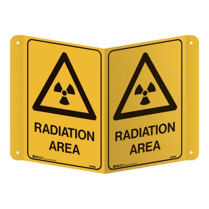 3D Projecting Warning Sign - Radiation Area, 250 x 175mm, Poly