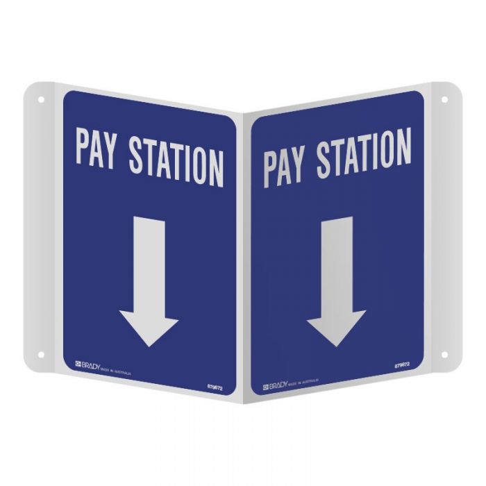 3D Car Park Projecting Sign - Pay Station with Arrow, 250 x 175mm, Poly