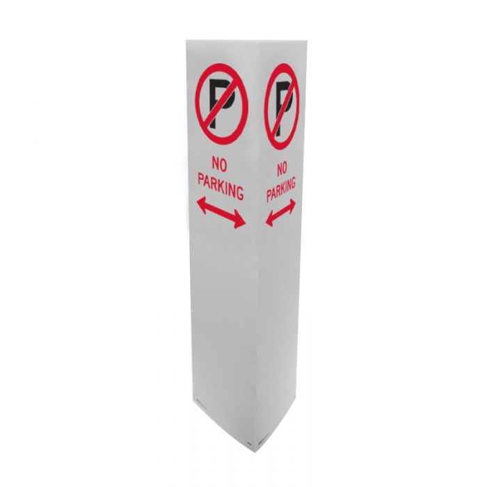 Bollard Signs - No Parking, Double-Headed Arrow, Flute, 270 x 1000mm