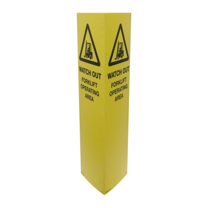 Bollard Signs - Watch Out Forklift Operating Area, Flute, 270 x 1000mm