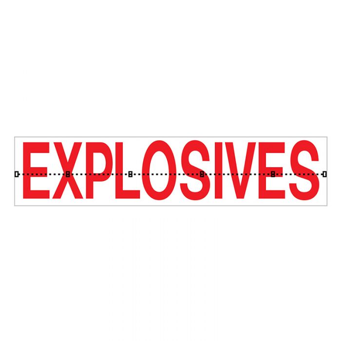 Dangerous Goods Signs - Explosives Hinged Sign, 900mm (W) x 185mm (H), Galvanised Steel, Class 2 (100) Reflective