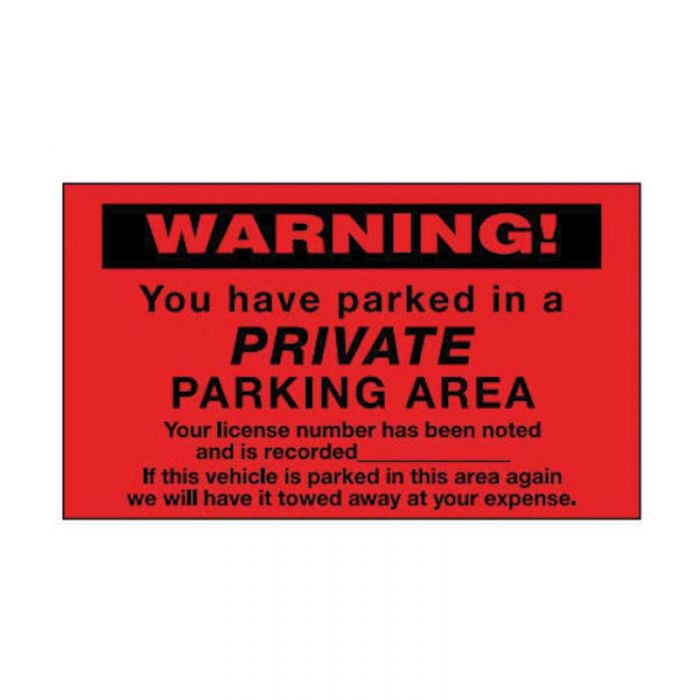 Parking Control Labels - Private Parking Area W200mm x H114mm