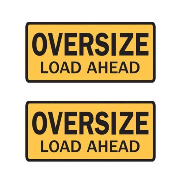 Double Sided Oversize Sign - Oversize Load Ahead, 1200mm (W) x 600 (H), Metal, Class 2 (100) Reflective