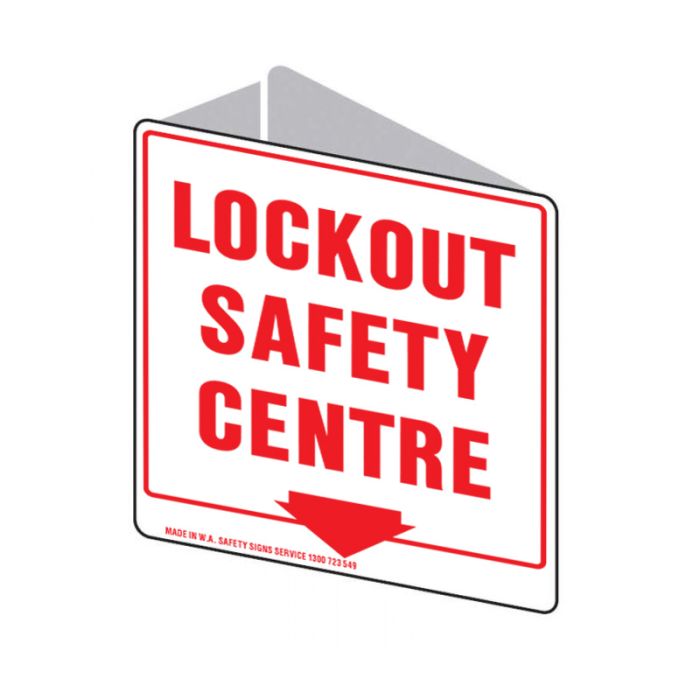 3D Projecting Sign - Lockout Safety Center, 225mm (W) x 225mm (H), Polypropylene