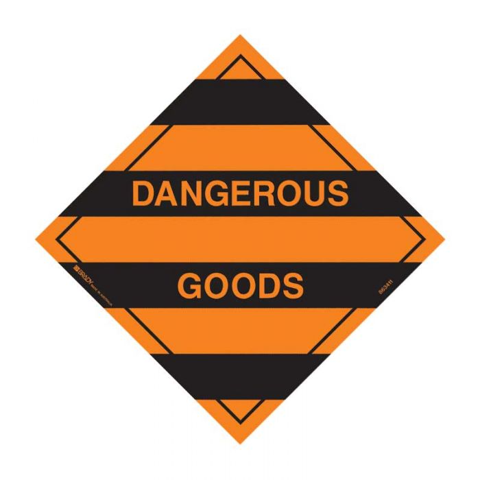 Dangerous Goods Labels - Dangerous Goods, 270mm (W) x 270mm (H), Metal, Orange/Black